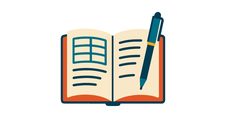 Notebook and pen with numbers representing mindful learning in flow.